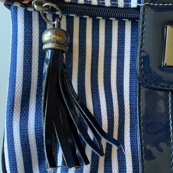 Navy Blue and White Striped Crossbody Bag - Picture 4 of 8